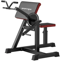 SPORTNOW Máquina de Bíceps y Tríceps 2 en 1 Banco de Curl Predicador con Asiento y Apoyo de Codo Ajustables para Gimnasio Casa(m-11)