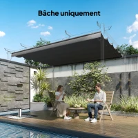 Outsunny Toile de toit pour pergola tonnelle rétractable de 4 x 3 m - toile uniquement 350 x 260 cm gris foncé(m-10)