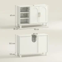 HOMCOM Meuble sous lavabo meuble de salle de bain avec placard à deux niveaux étagères réglables 90l x 30P x 63H cm crème(m-3)
