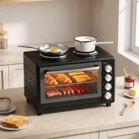 HOMCOM 36L cuptor mini cu 2 plite, cuptor electric de masă cu ventilare, 90–230 °C(m-2)