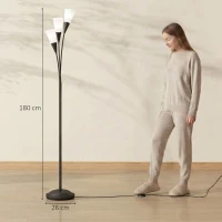 HOMCOM Modern Standing Lamp, 3-Light Upright Floor Lamps for Living Room, Black(m-3)
