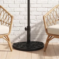 Outsunny Pied de demi-parasol demi-pied socle de parasol base de lestage ciment HDPE motif fleurs cannulation pour parasols Ø 35, 38 et 48 mm noir(m-10)