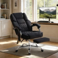 HOMCOM Office Chair with 6-point Vibration Massage and Heat, Fabric Desk Chair with Footrest, High Back, Black(m-10)