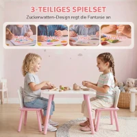 AIYAPLAY Kindertisch und Stuhl Set 3-teilig, 1 Tisch 2 Stühle, Rosa und Weiß(m-4)