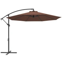 Outsunny Parasol déporté octogonal à manivelle inclinable manivelle avec Pied en Acier diamètre 3 m Chocolat(m-12)