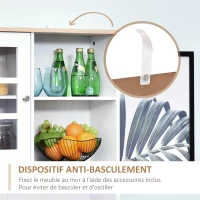 HOMCOM Buffet cuisine, meuble cuisine rangement haut, meuble de rangement avec plan de travail, 3 portes vitrées, 2(m-7)
