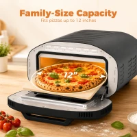 HOMCOM Electric Pizza Oven, Pizza Maker with 3 Knob Control and Ceramic Stone, Viewing Window, 2200W(m-6)