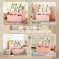 AIYAPLAY Librería Infantil de 4 Niveles Estantería para Libros Infantil con 3 Estantes y 1 Cajón con Ruedas 62,5x30x70 cm Rosa(m-7)