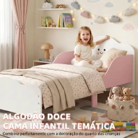 AIYAPLAY Cama Infantil 70x140 cm Montessori com Grades Altas Tema Algodão-Doce para Crianças de 3 a 6 Anos Rosa(m-4)