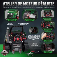 AIYAPLAY Jouet Moteur de Camion pour Enfants, Camion Mécano, Volant avec Effet de Brume, Sonores et Lumineux pour 3-6 Ans, Vert(m-5)