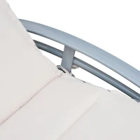 Outsunny Sonnenliege mit Auflage und Nackenkissen, Gartenliege, verstellbare Rückenlehne, Creme + Silber(m-7)