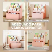 AIYAPLAY Estante para Livros Infantil de 4 Níveis com 3 Prateleiras e 1 Gaveta com Rodas 62,5x30x70 cm Rosa(m-7)