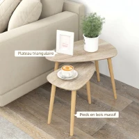 HOMCOM Set 2 măsuțe de living suprapozabile în stil nordic cu picioare din lemn, culoare lemn(m-5)