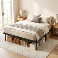 HOMCOM 5ft King Bed Frame with Underbed Storage, Metal Platform Bed Frame with Steel Slat Support, No Box Spring Needed(m-9)