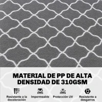 Outsunny Alfombra Exterior Reversible 182x274 cm de Plástico Impermeable para Terraza Patio Camping Playa Gris y Blanco(m-4)
