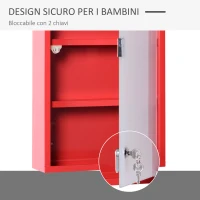 HOMCOM Cassetta Porta Medicine Armadietto Medicinali 4 Livelli Porta in Vetro 60×30×12cm Rosso(m-5)