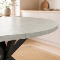 HOMCOM Uitschuifbare eettafel voor 4-6 personen, keukentafel in industriële look met stalen spinpoot, grijs(m-10)
