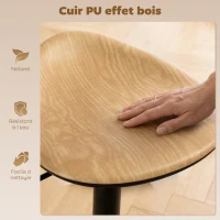 HOMCOM Lot de 2 tabourets de bar, chaises de bar réglables en hauteur avec repose-pieds, pivotant 360°, base en acier, chêne(m-5)