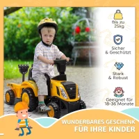 AIYAPLAY Koparka na siedzenie z łyżką i kierownicą, dziecięca koparka z odłączaną przyczepką, światła i muzyka dla 1-3 lat, Żółty(m-4)