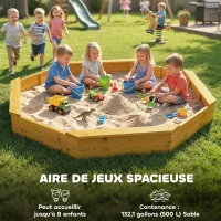 AIYAPLAY Bac à sable en bois avec auvent, bac à sable enfant extérieur avec 4 bancs, doublure de fond, jaune(m-4)