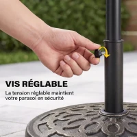 Outsunny Pied de parasol, socle parasol extérieur en résine 12 kg, pour mât de Ø 38/48 mm, Ø 44 x 34H cm, bronze(m-6)