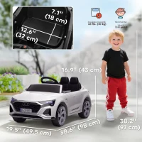 AIYAPLAY Mașină Electrică pentru Copii, 12V Audi Q8, 3-5 km/h, Telecomandă, Faruri, Muzică, Alb(m-3)