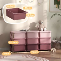 HOMCOM Kids Storage Unit, with Nine Drawers - Pink(m-3)