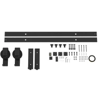 HOMCOM Kit pentru ușă glisantă pliabilă, oțel carbon, negru, 152,5x0,5x4 cm(m-10)