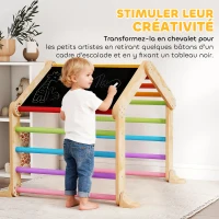 AIYAPLAY Triangle d'escalade enfant avec rampe réversible toboggan bascule et structure d'escalade multicolore(m-6)