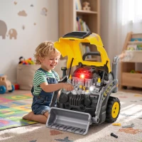 AIYAPLAY Kids Truck Engine Toy, Excavator Toy Steering Wheel with Spray, Lights and Sounds for 3-6 Years Boys Girls, Yellow(m-14)