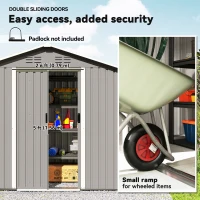 Outsunny 6.5 x 3.5ft Metal Garden Storage Shed - Light Grey(m-15)