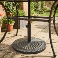 Outsunny Base Ombrellone Rotonda per Pali da Ø3,8-4,8cm con Decorazione e Manopola, Peso 15kg Ø49x32cm(m-2)