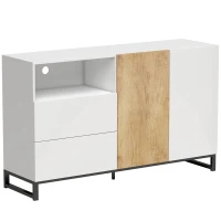 HOMCOM Komoda nowoczesna szafka do przechowywania z 2 drzwiami Soft-Close i 2 szufladami 140x40x85 cm, biały(m-1)