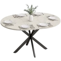 HOMCOM Uitschuifbare eettafel voor 4-6 personen, keukentafel in industriële look met stalen spinpoot, grijs(m-14)