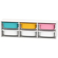 AIYAPLAY Raft pentru Jucării din Lemn cu 6 Recipiente Detașabile din Plastic, Multicolor(m-12)