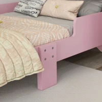 ZONEKIZ Bed for Kids Cat Design Toddler Bed Frame Bedroom Furniture with Guardrails, for 3-6 Years, 143L x 74W x 72Hcm - Pink(m-9)