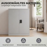 Vinsetto Aktenschrank Stahlschrank Mehrzweckschrank mit verstellbarem Regal und Schloss für Arbeitszimmer Wohnzimmer Grau(m-4)