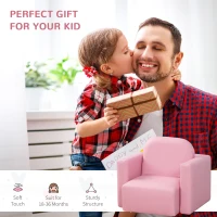 HOMCOM 2 In 1 Toddler Sofa Chair,  48 x 44 x 41 cm, for Game Relax Playroom, Pink(m-5)