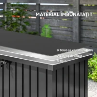 Outsunny Ladă de Depozitare Exterior 400L din Oțel Zincat, cu Încuietoare și 2 Chei, 124 x 66 x 72 cm, Negru(m-7)
