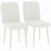 HOMCOM Sillas de comedor 2 unidades, sillas de cocina acolchadas con efecto lino y patas ligeras, crema(m-7)