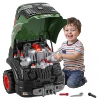 AIYAPLAY Kids Truck Engine Toy, Toy Steering Wheel with Spray, Lights and Sounds, Educational Gifts for 3-6 Years, Green(m-15)