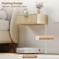 HOMCOM Modern Floating Nightstands Set of 2, Wall Mounted Bedside Tables with Wave Drawer Oak(m-4)