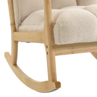 HOMCOM Sillón mecedor con reposapiés, mecedora en tejido bouclé, patas de madera, 64,5 x 82 x 89 cm, beige(m-7)