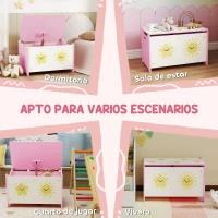 AIYAPLAY Caja de Almacenaje Juguetes 53L Baúl Juguetes Infantil con Tapa Abatible y Pistón de Gas para Sala de Juegos Rosa(m-6)