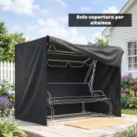 Outsunny Copertura per Dondolo da Giardino 3 Posti Impermeabile e Anti UV, 220x125x172 cm, Nero(m-2)