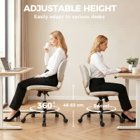 HOMCOM Home Office Desk Chair Rocking Function Ergonomic Swivel Chair with PU Wheels, Light Grey(m-7)
