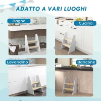 AIYAPLAY Sgabello Montessori per Bambini a 2 Gradini, Scaletta per Bambini 3-8 Anni con Bordi Arrotondati, Bianco(m-4)