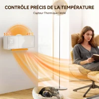 HOMCOM Chauffage mural en céramique 1000/2000W, radiateur électrique, ventilateur, thermostat, minuterie, 54x18,7x12,3cm, blanc(m-7)