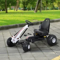 HOMCOM Go Kart a Pedali per Bambini 3-6 Anni con Sedile Regolabile, in Plastica e Ferro, 101.5x65.5x59.5 cm, Bianco e Nero(m-10)