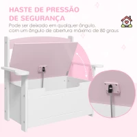 AIYAPLAY Baú de Brinquedos Infantil Banco de Armazenamento para Crianças com Encosto e Tampa Amortecida 68,5x34x58 cm Rosa e Branco(m-6)